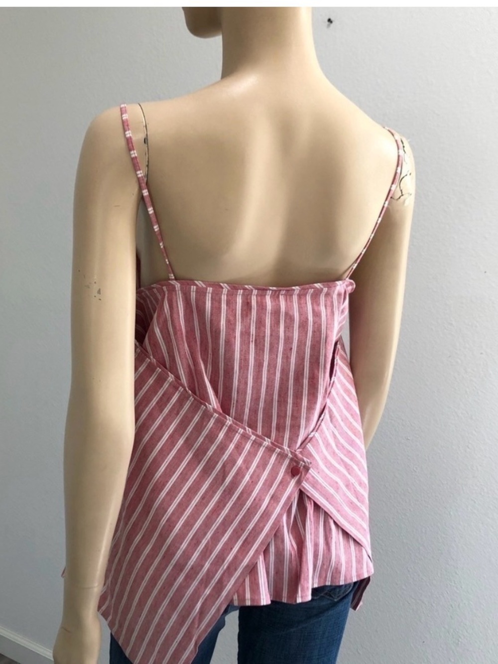 Leith Pink & White Striped Wrap Chemise Top minimalist